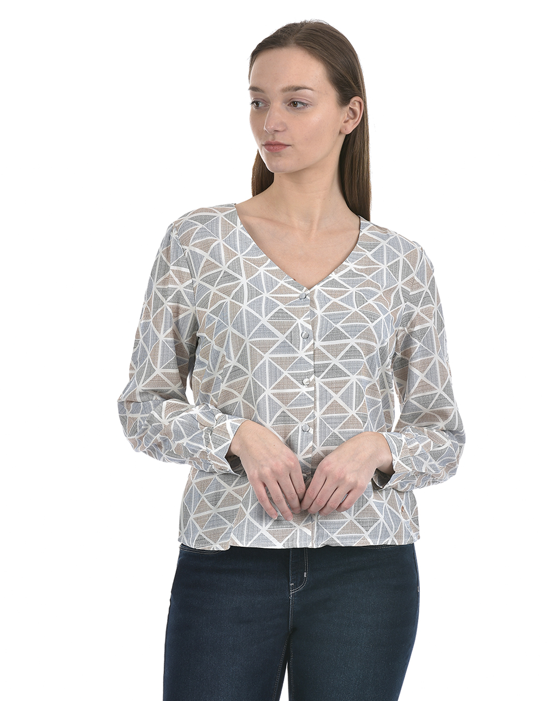 Numero Uno Women Geometric Print Light blue Top